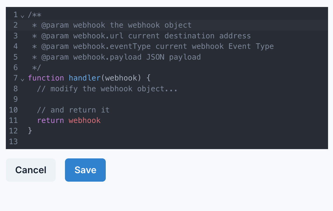 Payload Transformations Feature Screenshot