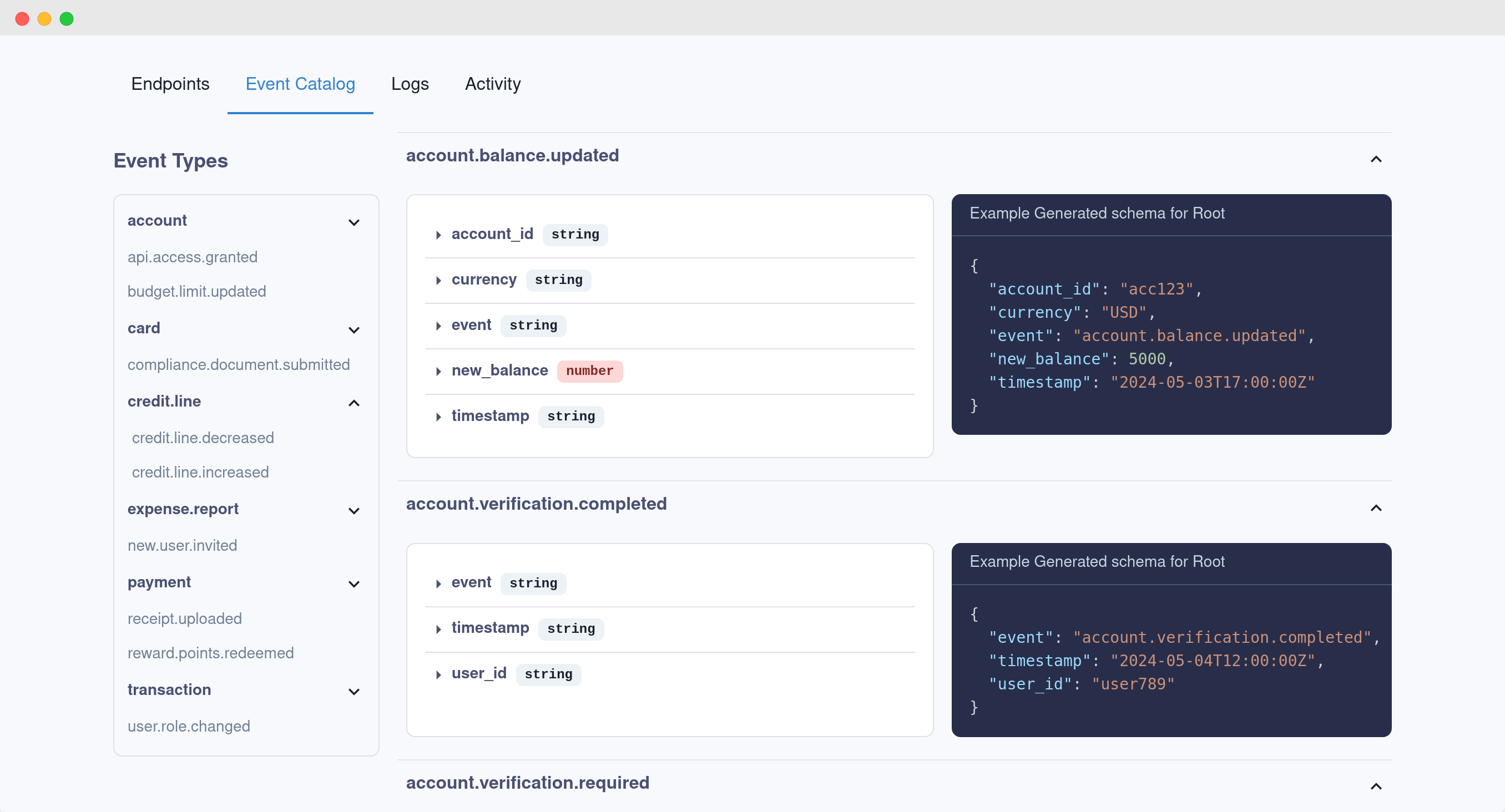 Application portal table of contents