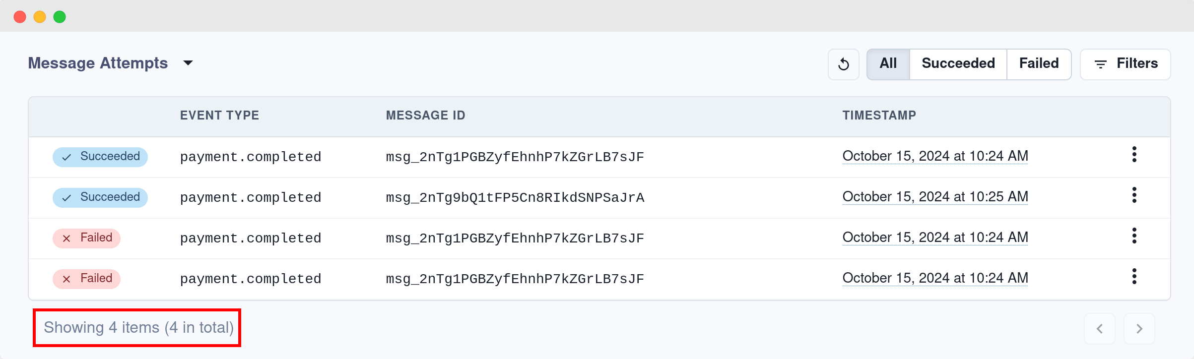 Application portal attempt counts