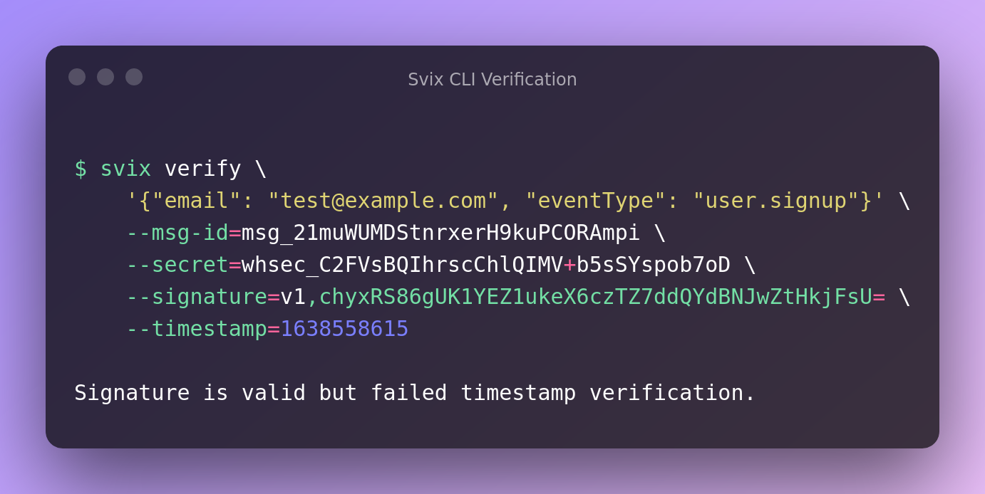 Svix CLI Verification