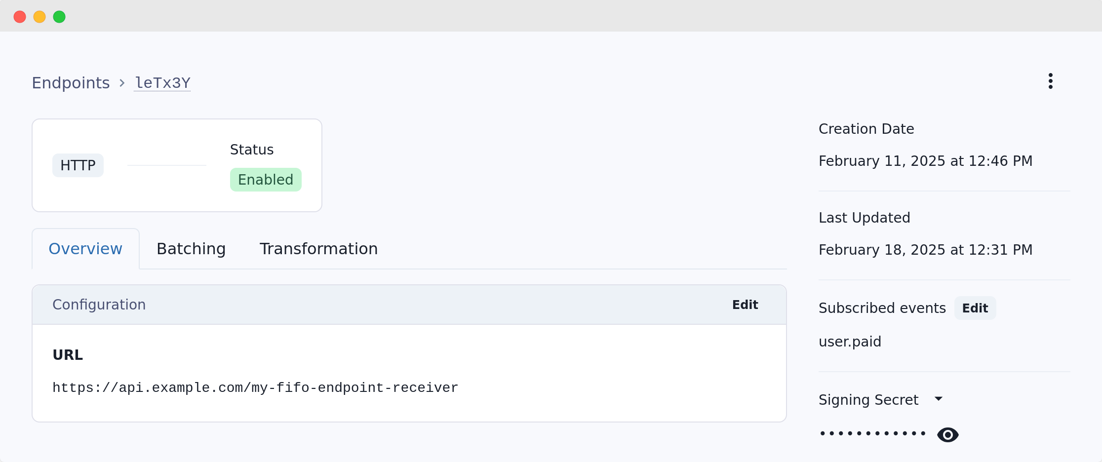 FIFO endpoint view