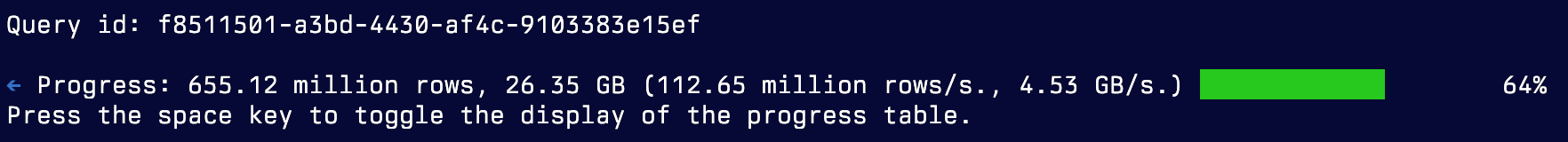 clickhouse-client scanning at 4.53GBps