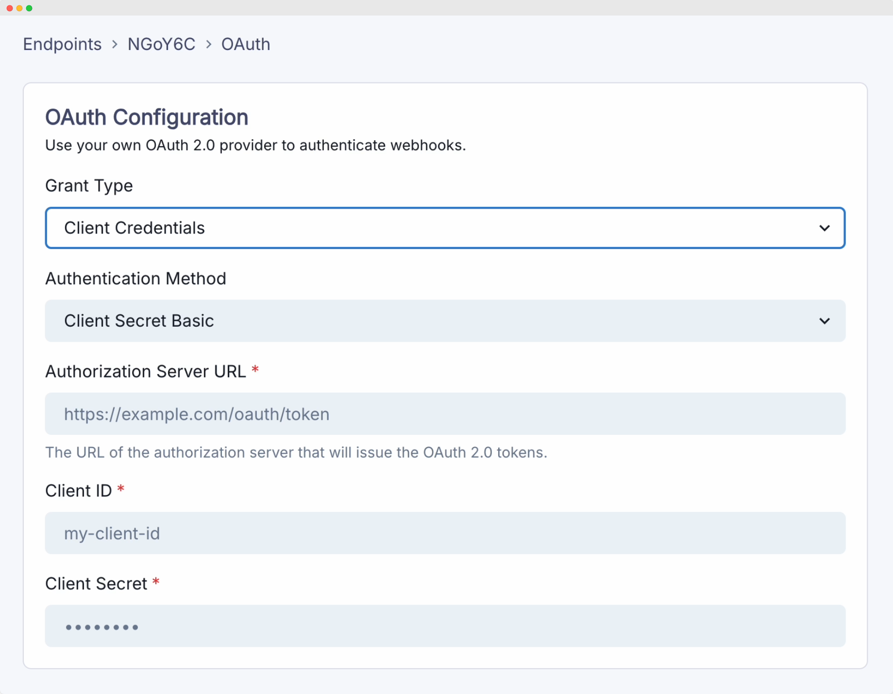 OAuth configuration